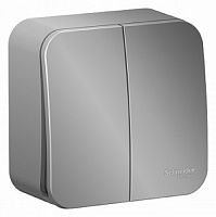 Выключатель накладной Systeme Electric Blanca 2-кл. без пластины алюминий картинка